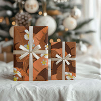 Orange Banana Leaf Hawaii Wrapping Paper Lau Maia Plumeria Tropical Summer Vibes