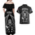 New Zealand Aotearoa Rugby Couples Matching Off Shoulder Maxi Dress and Hawaiian Shirt NZ Tiki With Maori Fern World Cup Black Version LT14 - Polynesian Pride