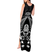 New Zealand Aotearoa Rugby Tank Maxi Dress NZ Tiki With Maori Fern World Cup Black Version LT14 - Polynesian Pride