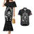 Custom New Zealand Aotearoa Rugby Couples Matching Mermaid Dress and Hawaiian Shirt NZ Tiki With Maori Fern World Cup Black Version LT14 Black - Polynesian Pride