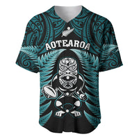 New Zealand Aotearoa Rugby Baseball Jersey NZ Tiki With Maori Fern World Cup Turquoise Version LT14 Turquoise - Polynesian Pride
