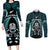 New Zealand Aotearoa Rugby Couples Matching Long Sleeve Bodycon Dress and Long Sleeve Button Shirts NZ Tiki With Maori Fern World Cup Turquoise Version LT14 Turquoise - Polynesian Pride