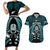 New Zealand Aotearoa Rugby Couples Matching Short Sleeve Bodycon Dress and Hawaiian Shirt NZ Tiki With Maori Fern World Cup Turquoise Version LT14 Turquoise - Polynesian Pride