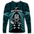 New Zealand Aotearoa Rugby Long Sleeve Shirt NZ Tiki With Maori Fern World Cup Turquoise Version LT14 Unisex Turquoise - Polynesian Pride