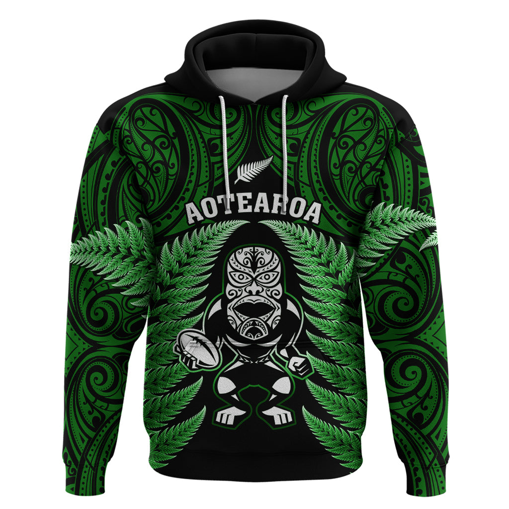 New Zealand Aotearoa Rugby Hoodie NZ Tiki With Maori Fern World Cup Green Version LT14 Green - Polynesian Pride