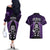 New Zealand Aotearoa Rugby Couples Matching Off The Shoulder Long Sleeve Dress and Hawaiian Shirt NZ Tiki With Maori Fern World Cup Purple Version LT14 - Polynesian Pride