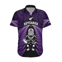 New Zealand Aotearoa Rugby Hawaiian Shirt NZ Tiki With Maori Fern World Cup Purple Version LT14 Purple - Polynesian Pride