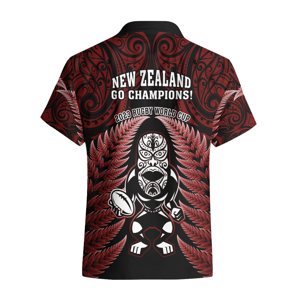 New Zealand Aotearoa Rugby Hawaiian Shirt NZ Tiki With Maori Fern World Cup Red Version LT14 - Polynesian Pride