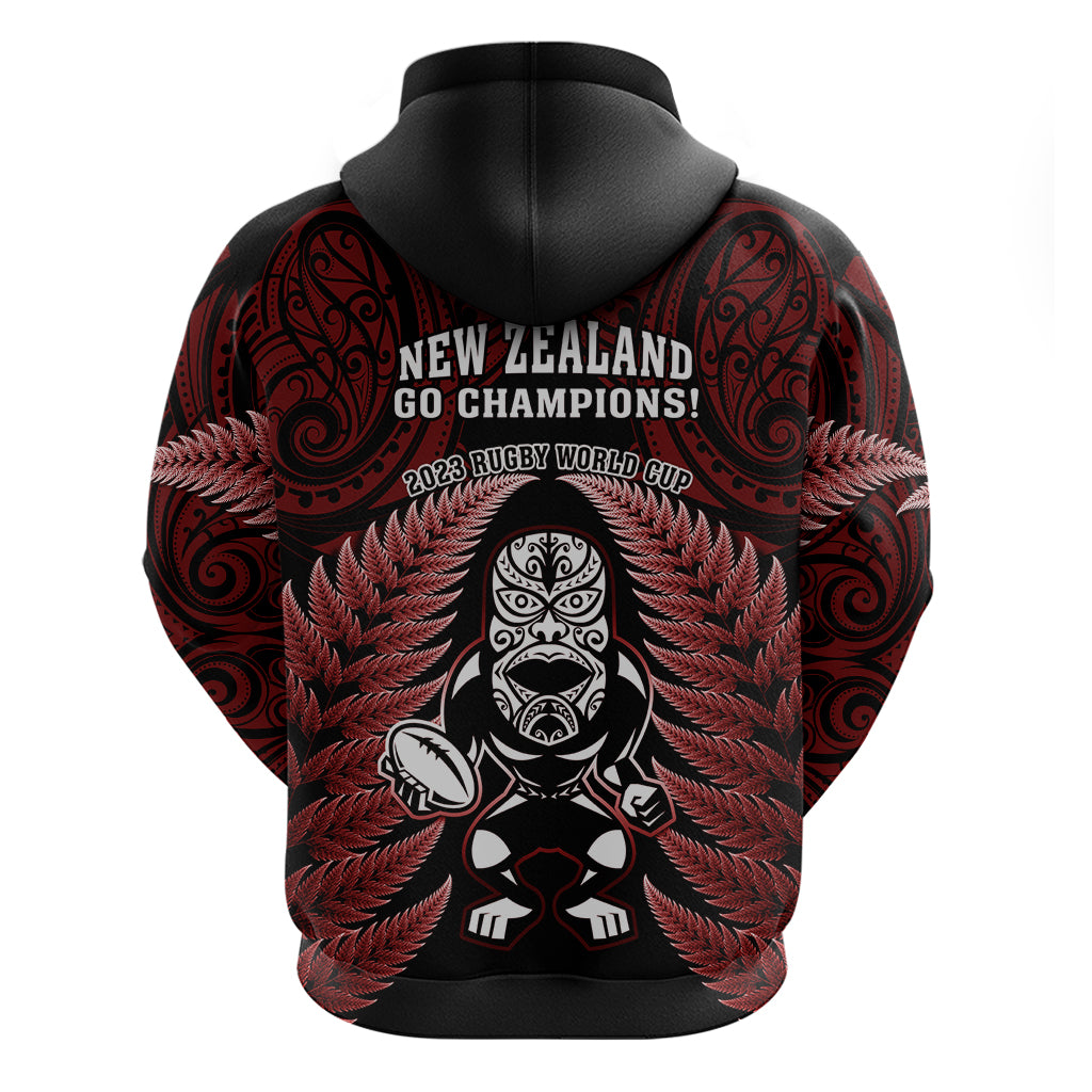 New Zealand Aotearoa Rugby Hoodie NZ Tiki With Maori Fern World Cup Red Version LT14 - Polynesian Pride
