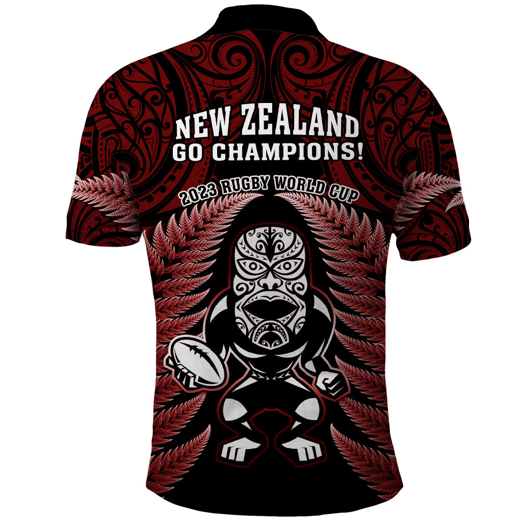 New Zealand Aotearoa Rugby Polo Shirt NZ Tiki With Maori Fern World Cup Red Version LT14 - Polynesian Pride