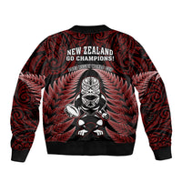 New Zealand Aotearoa Rugby Sleeve Zip Bomber Jacket NZ Tiki With Maori Fern World Cup Red Version LT14 - Polynesian Pride