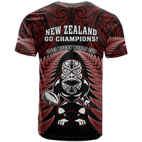 New Zealand Aotearoa Rugby T Shirt NZ Tiki With Maori Fern World Cup Red Version LT14 - Polynesian Pride