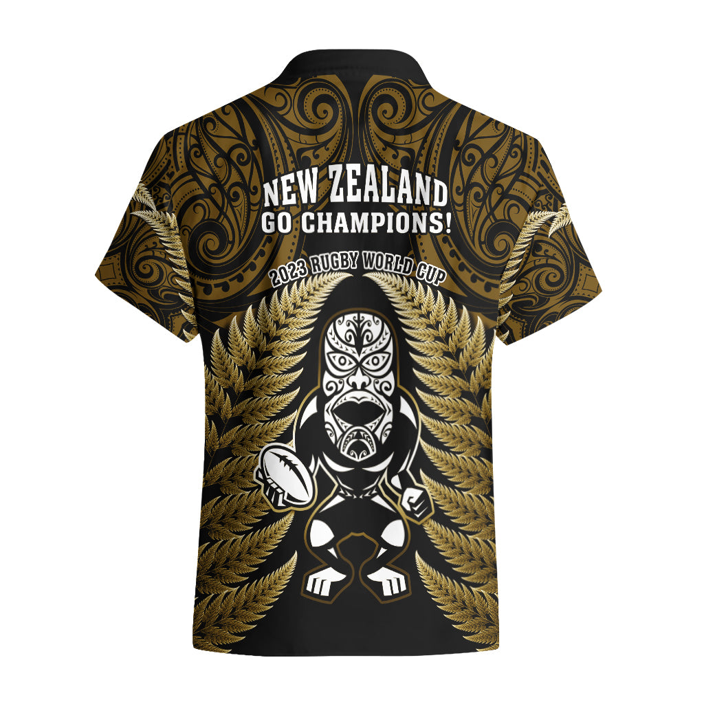 New Zealand Aotearoa Rugby Hawaiian Shirt NZ Tiki With Maori Fern World Cup Gold Version LT14 - Polynesian Pride