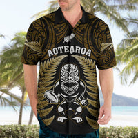 New Zealand Aotearoa Rugby Hawaiian Shirt NZ Tiki With Maori Fern World Cup Gold Version LT14 - Polynesian Pride