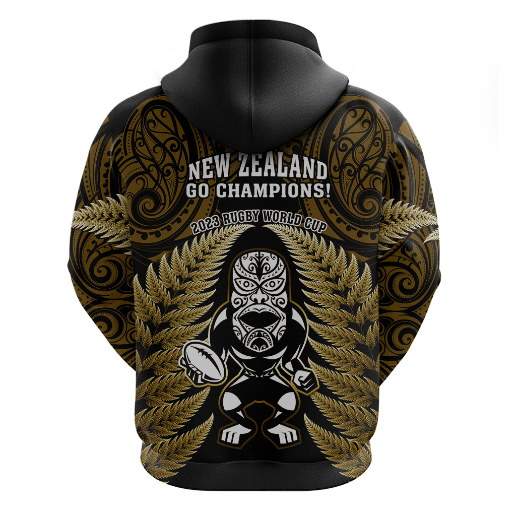 New Zealand Aotearoa Rugby Hoodie NZ Tiki With Maori Fern World Cup Gold Version LT14 - Polynesian Pride