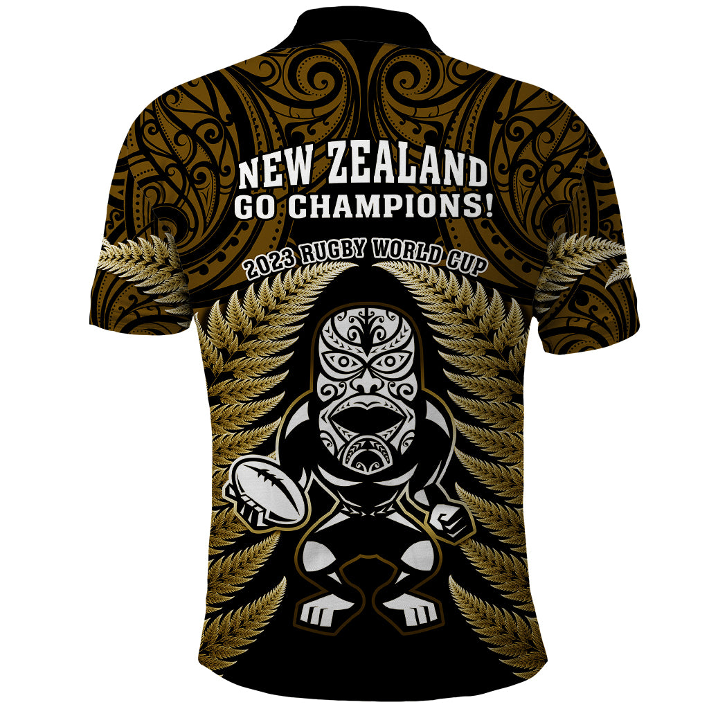 New Zealand Aotearoa Rugby Polo Shirt NZ Tiki With Maori Fern World Cup Gold Version LT14 - Polynesian Pride