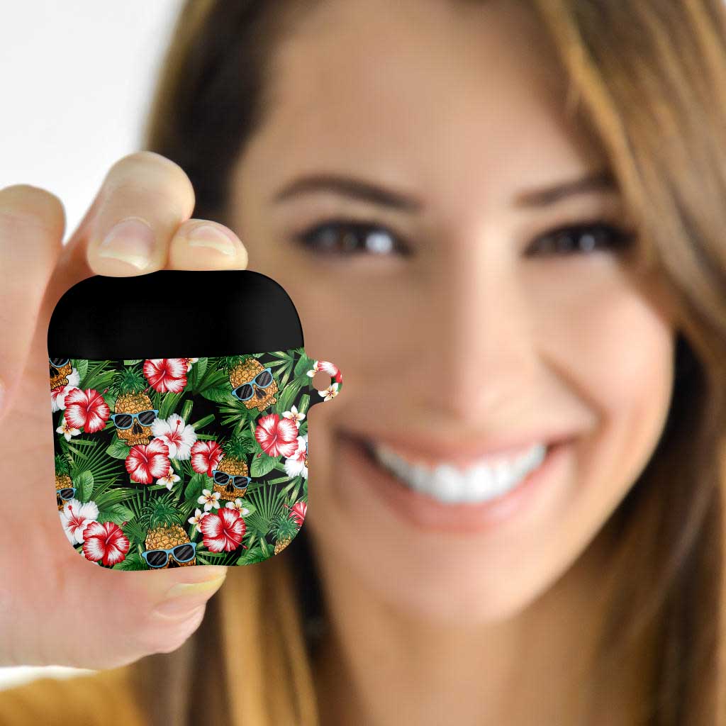 Pineapple Skull Aloha Hawaii AirPods Case Summer Vibes Tropical Seamless Pattern - Polynesian Pride