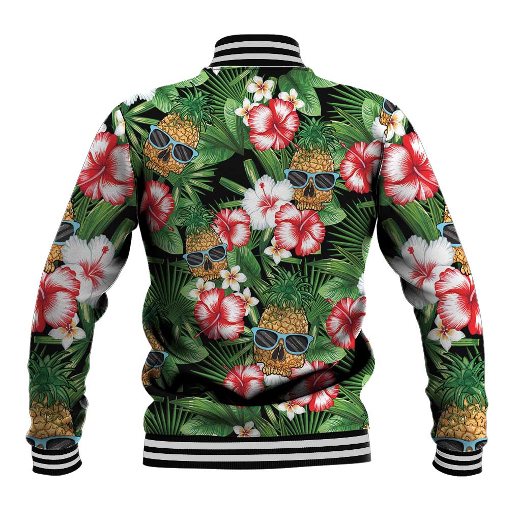 Pineapple Skull Aloha Hawaii Baseball Jacket Summer Vibes Tropical Seamless Pattern - Polynesian Pride