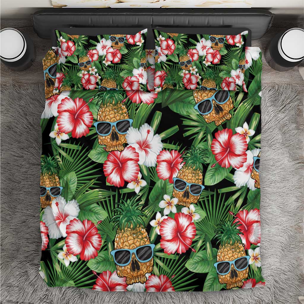 Pineapple Skull Aloha Hawaii Bedding Set Summer Vibes Tropical Seamless Pattern - Polynesian Pride