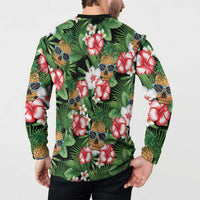 Pineapple Skull Aloha Hawaii Button Sweatshirt Summer Vibes Tropical Seamless Pattern - Polynesian Pride
