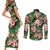 Pineapple Skull Aloha Hawaii Couples Matching Short Sleeve Bodycon Dress and Long Sleeve Button Shirt Summer Vibes Tropical Seamless Pattern - Polynesian Pride