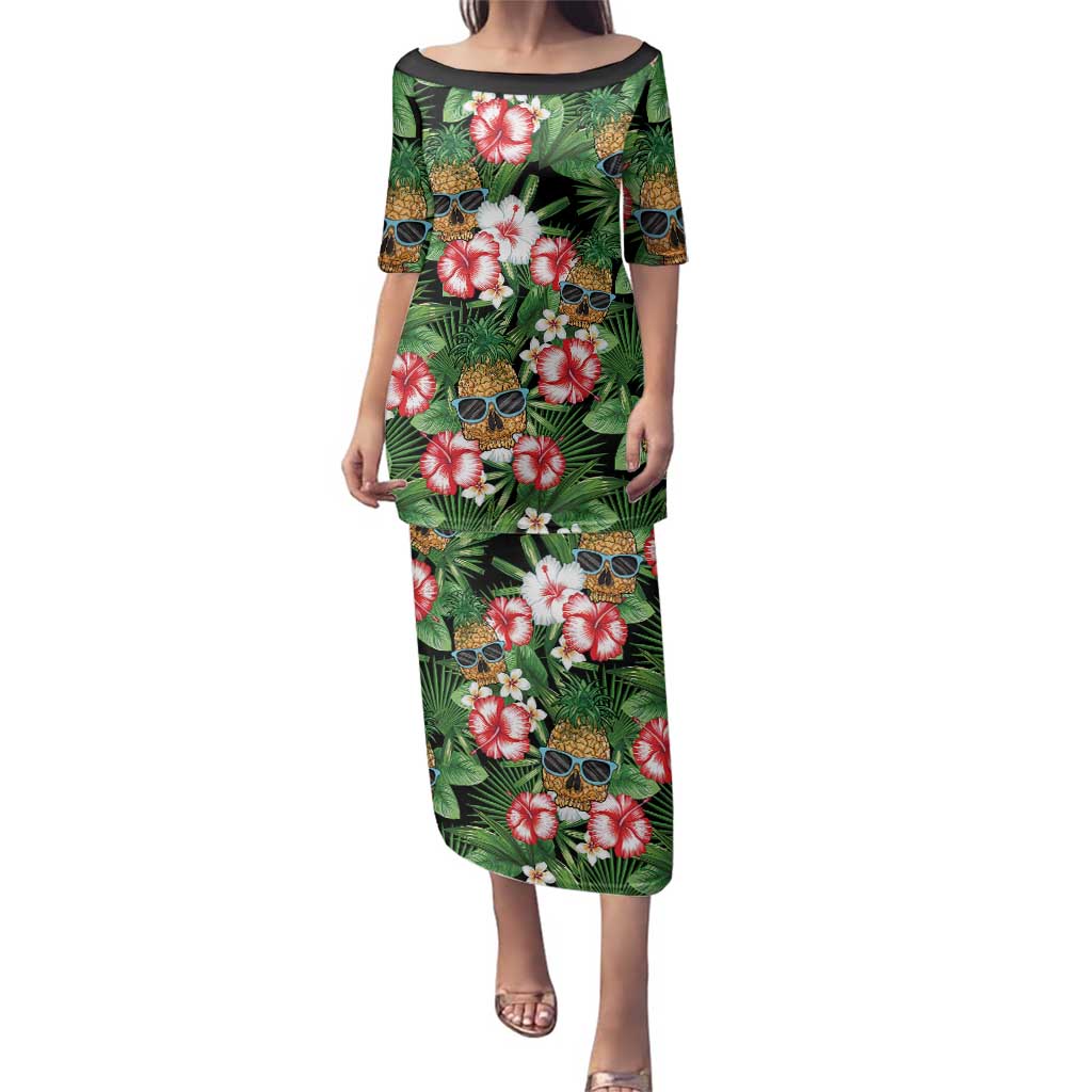 Pineapple Skull Aloha Hawaii Family Matching Puletasi and Hawaiian Shirt Summer Vibes Tropical Seamless Pattern - Polynesian Pride