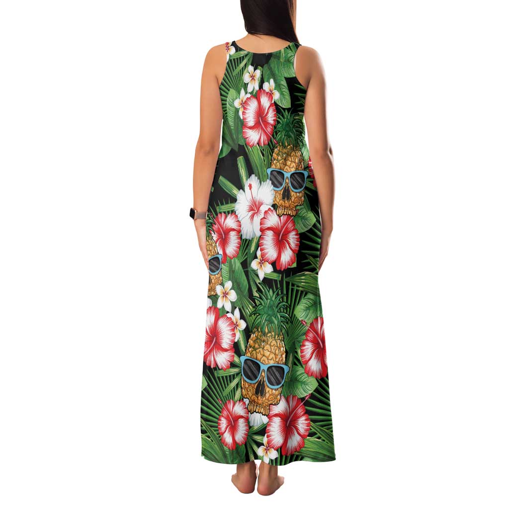 Pineapple Skull Aloha Hawaii Family Matching Tank Maxi Dress and Hawaiian Shirt Summer Vibes Tropical Seamless Pattern - Polynesian Pride