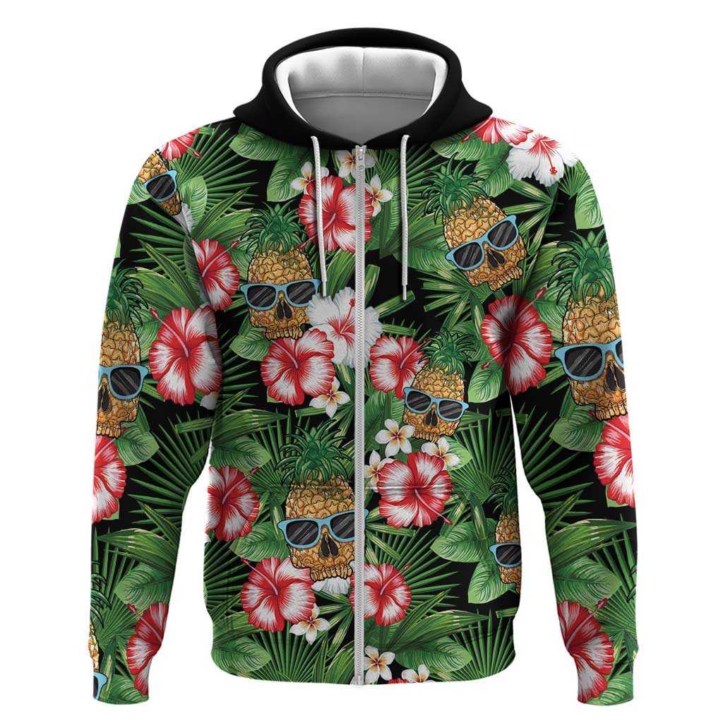 Pineapple Skull Aloha Hawaii Hoodie Summer Vibes Tropical Seamless Pattern - Polynesian Pride