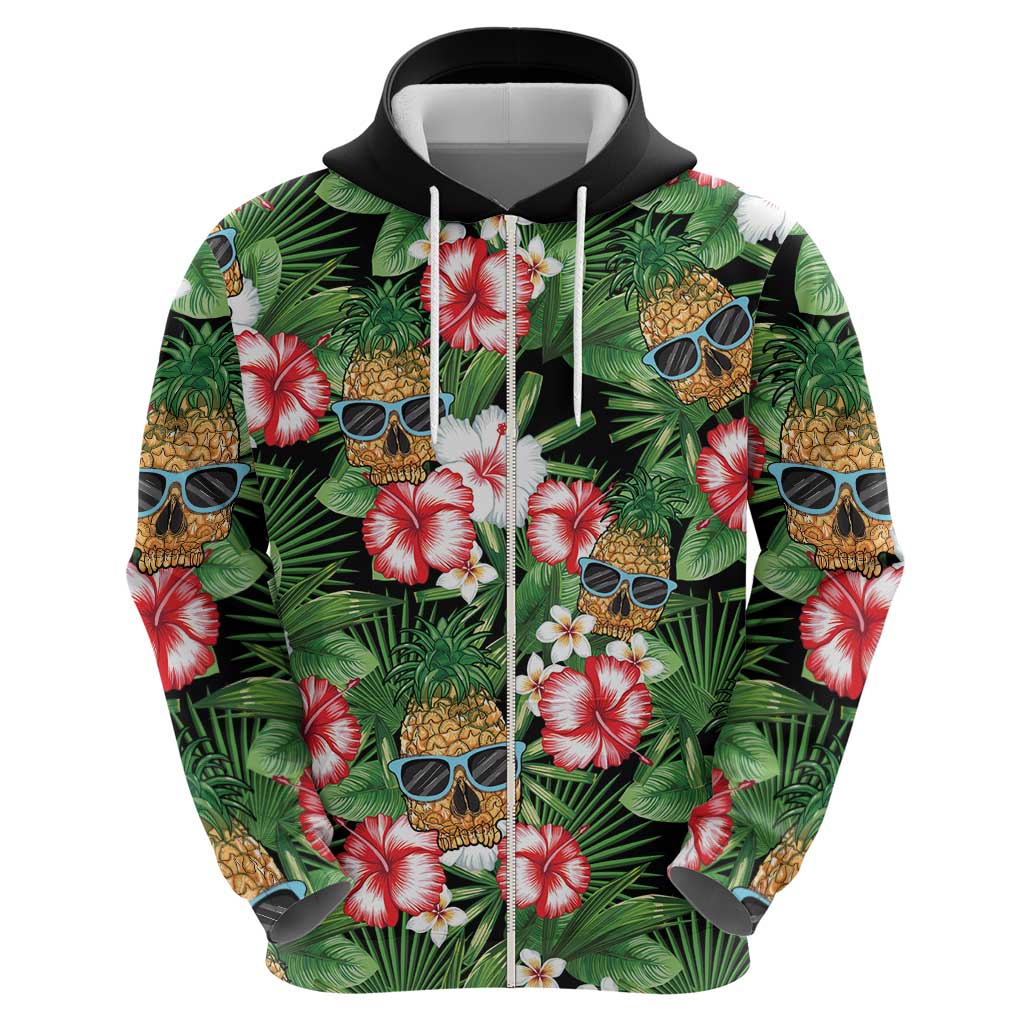 Pineapple Skull Aloha Hawaii Hoodie Summer Vibes Tropical Seamless Pattern - Polynesian Pride