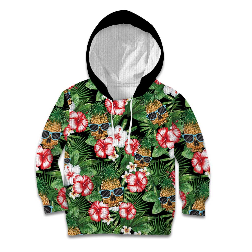 Pineapple Skull Aloha Hawaii Kid Hoodie Summer Vibes Tropical Seamless Pattern - Polynesian Pride