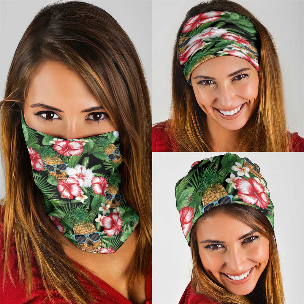 Pineapple Skull Aloha Hawaii Neck Gaiter Summer Vibes Tropical Seamless Pattern LT14