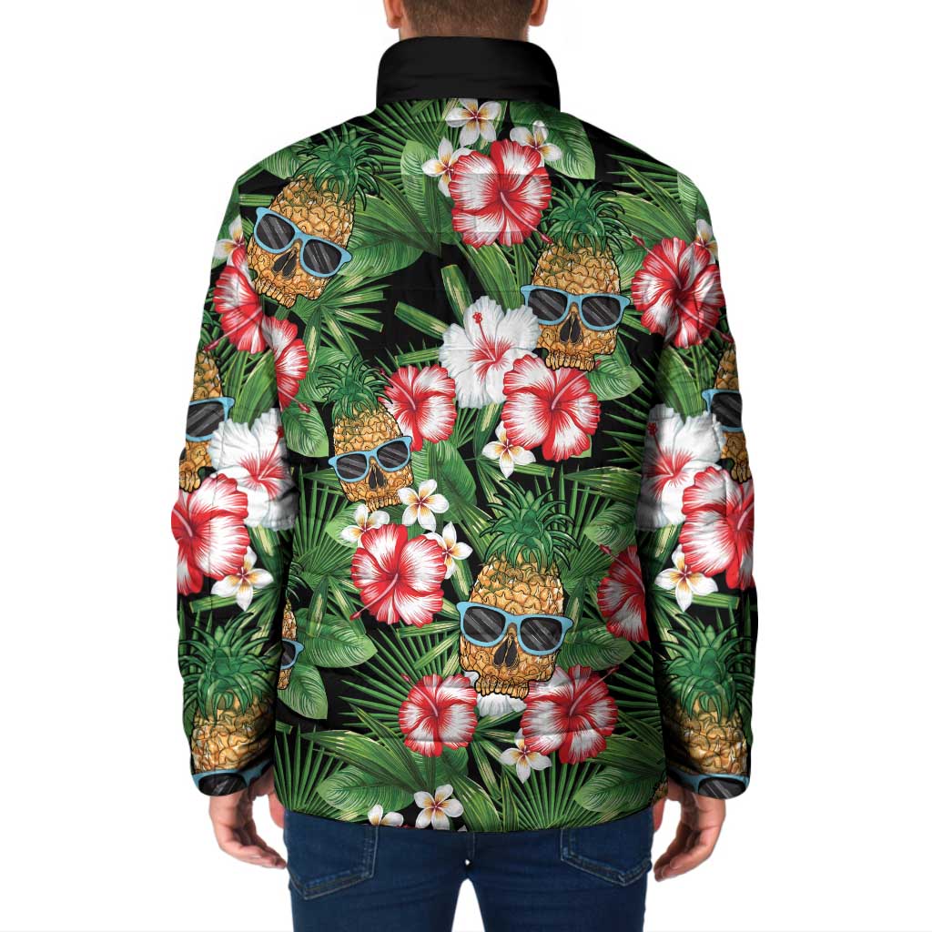 Pineapple Skull Aloha Hawaii Padded Jacket Summer Vibes Tropical Seamless Pattern - Polynesian Pride