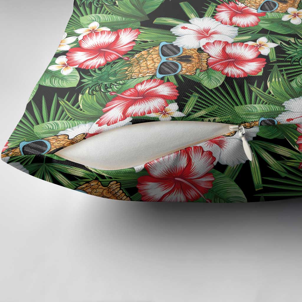 Pineapple Skull Aloha Hawaii Pillow Cover Summer Vibes Tropical Seamless Pattern - Polynesian Pride
