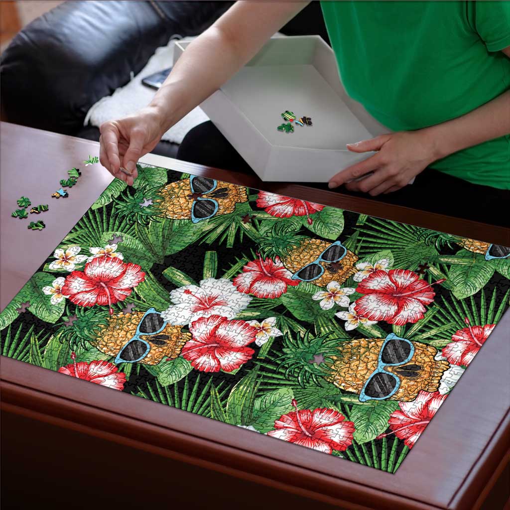 Pineapple Skull Aloha Hawaii Puzzle Summer Vibes Tropical Seamless Pattern - Polynesian Pride