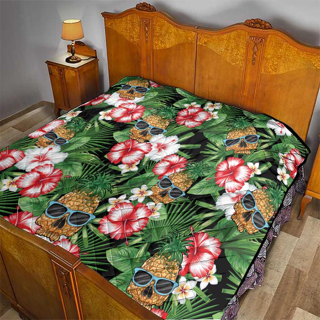 Pineapple Skull Aloha Hawaii Quilt Summer Vibes Tropical Seamless Pattern - Polynesian Pride