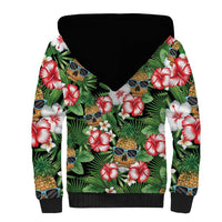 Pineapple Skull Aloha Hawaii Sherpa Hoodie Summer Vibes Tropical Seamless Pattern - Polynesian Pride