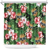 Pineapple Skull Aloha Hawaii Shower Curtain Summer Vibes Tropical Seamless Pattern - Polynesian Pride
