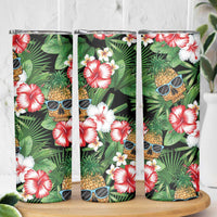 Pineapple Skull Aloha Hawaii Skinny Tumbler Summer Vibes Tropical Seamless Pattern - Polynesian Pride