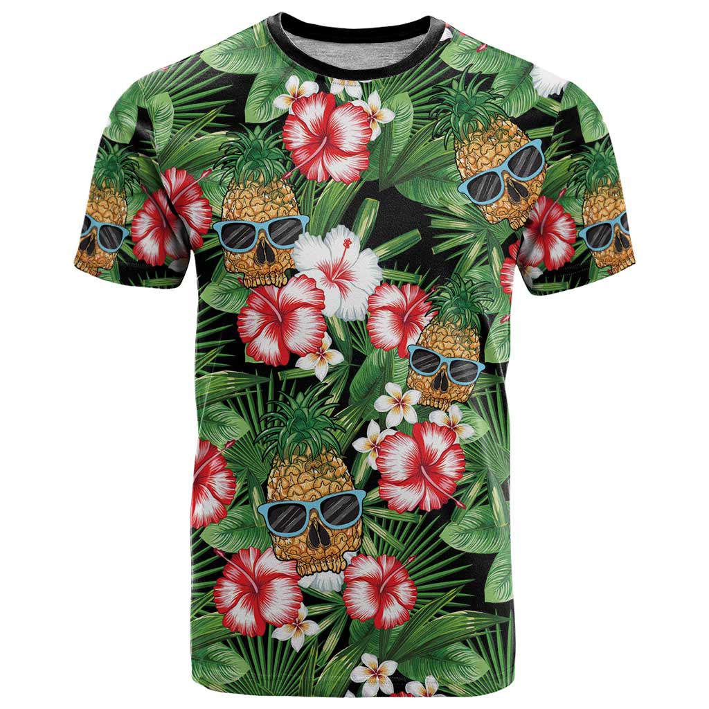 Pineapple Skull Aloha Hawaii T Shirt Summer Vibes Tropical Seamless Pattern - Polynesian Pride