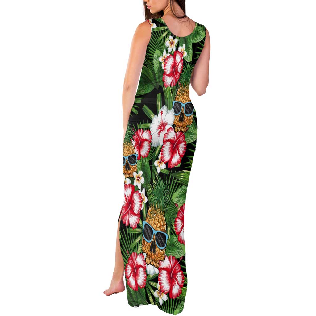 Pineapple Skull Aloha Hawaii Tank Maxi Dress Summer Vibes Tropical Seamless Pattern - Polynesian Pride