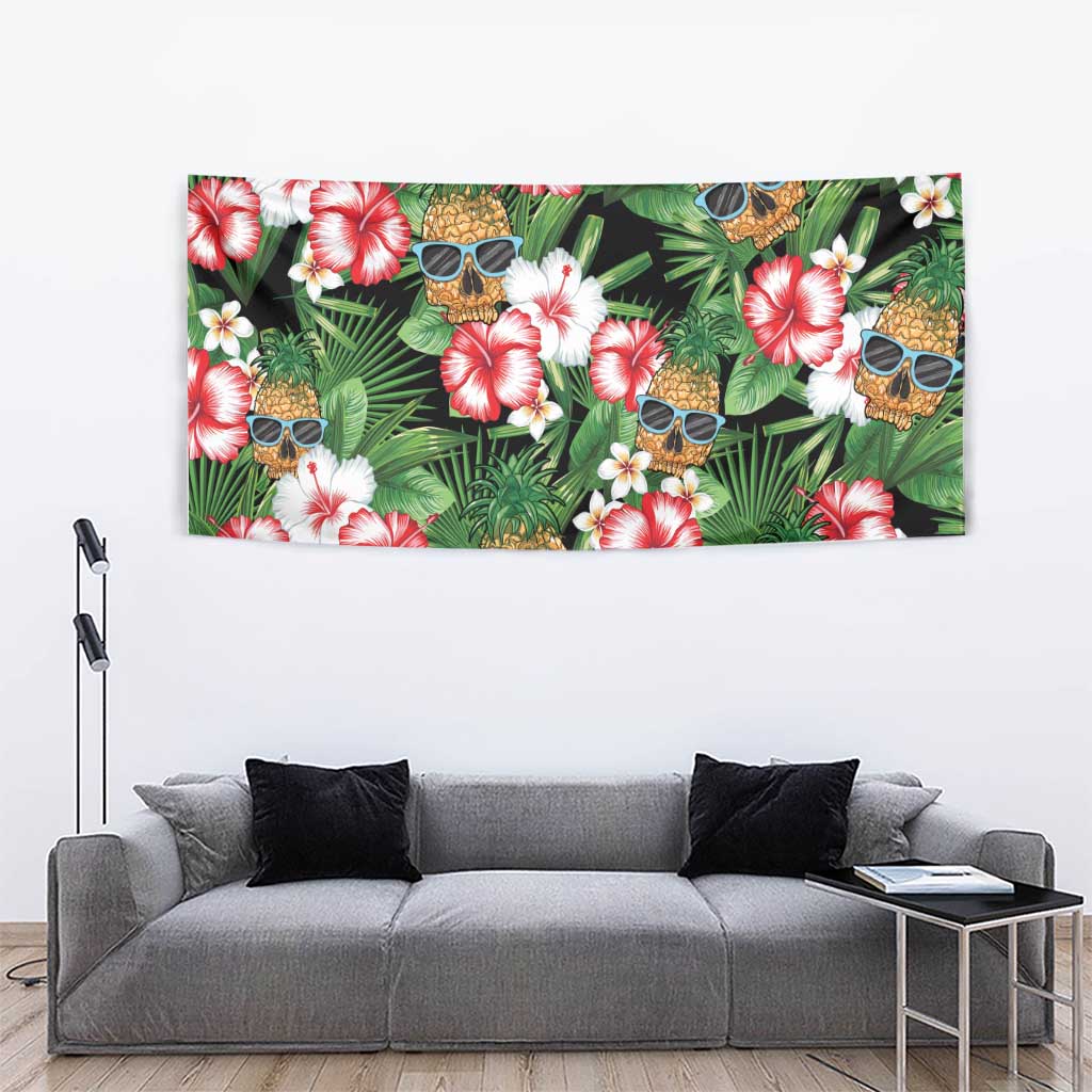 Pineapple Skull Aloha Hawaii Tapestry Summer Vibes Tropical Seamless Pattern - Polynesian Pride