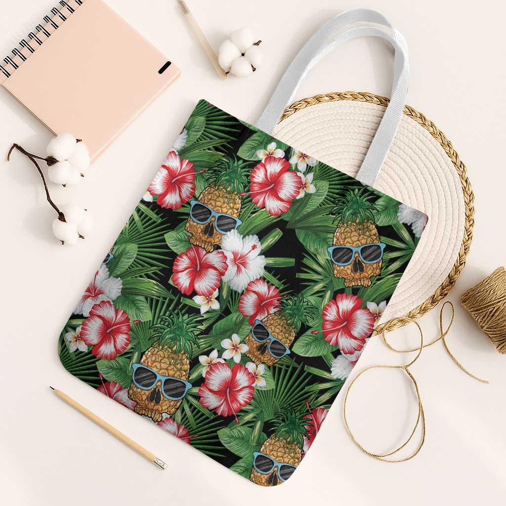 Pineapple Skull Aloha Hawaii Tote Bag Summer Vibes Tropical Seamless Pattern - Polynesian Pride
