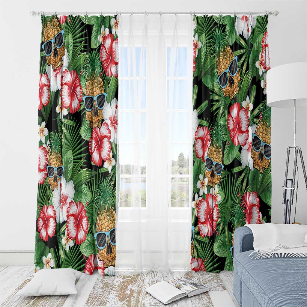 Pineapple Skull Aloha Hawaii Window Curtain Summer Vibes Tropical Seamless Pattern - Polynesian Pride
