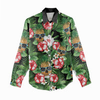 Pineapple Skull Aloha Hawaii Women Casual Shirt Summer Vibes Tropical Seamless Pattern - Polynesian Pride