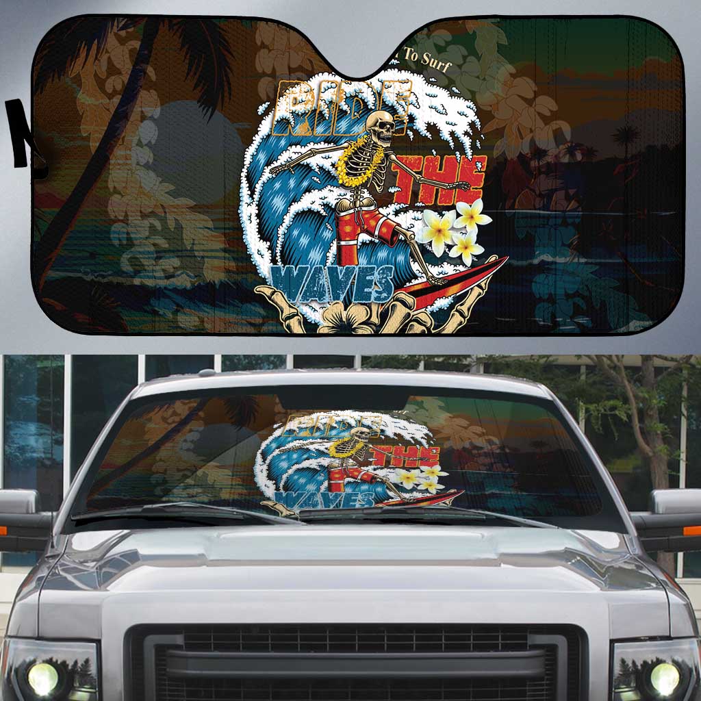 Aloha Hawaii Surfing Skull Auto Sun Shade Shaka Skeleton Ride The Waves - Polynesian Pride
