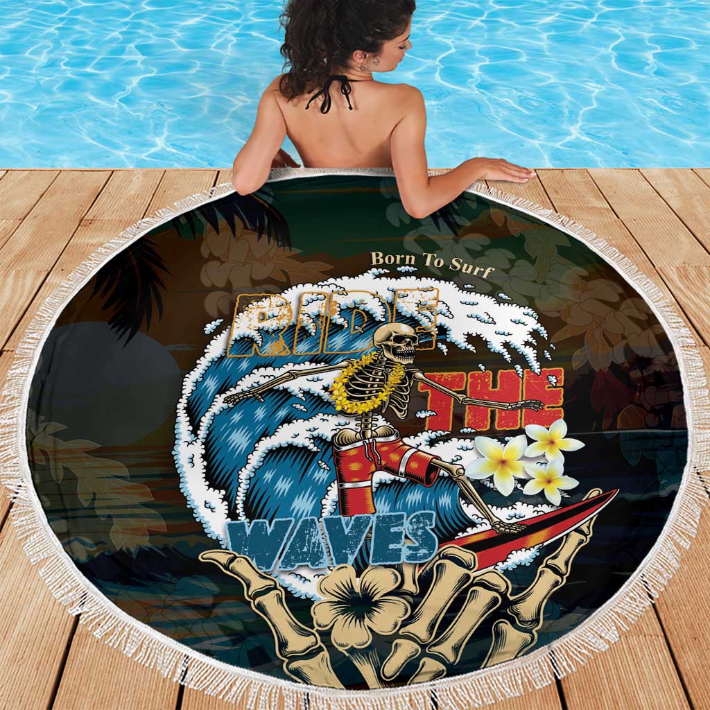 Aloha Hawaii Surfing Skull Beach Blanket Shaka Skeleton Ride The Waves - Polynesian Pride