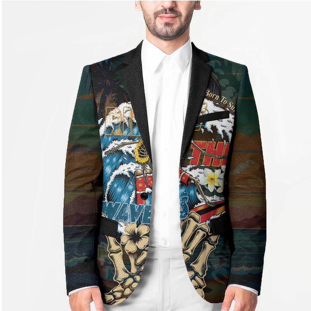 Aloha Hawaii Surfing Skull Blazer Shaka Skeleton Ride The Waves - Polynesian Pride