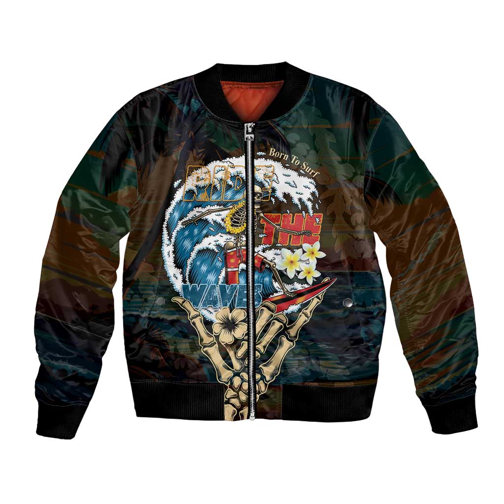 Aloha Hawaii Surfing Skull Bomber Jacket Shaka Skeleton Ride The Waves - Polynesian Pride