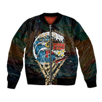 Aloha Hawaii Surfing Skull Bomber Jacket Shaka Skeleton Ride The Waves - Polynesian Pride