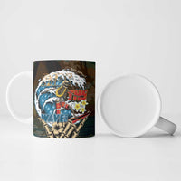 Aloha Hawaii Surfing Skull Ceramic Mug Shaka Skeleton Ride The Waves - Polynesian Pride